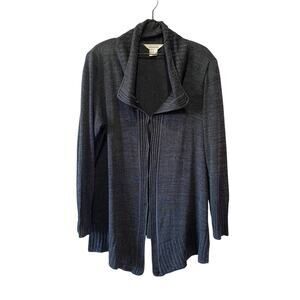 Exclusively Misook Solid Dark Gray Knit Sweater Blazer Hook Eye Women’s Size L